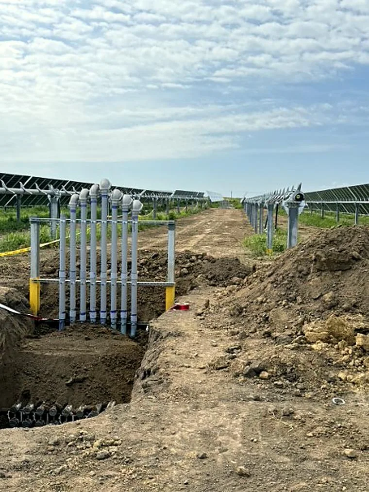 Underground electrical conduit run at the Towanda Solar Field